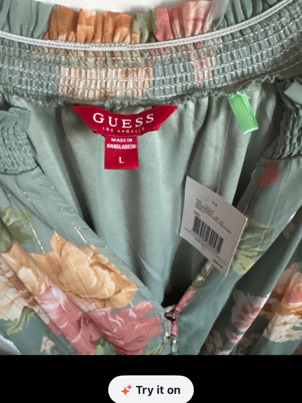 Talula Sage Green Floral Dress with Pink & Peach Blossoms